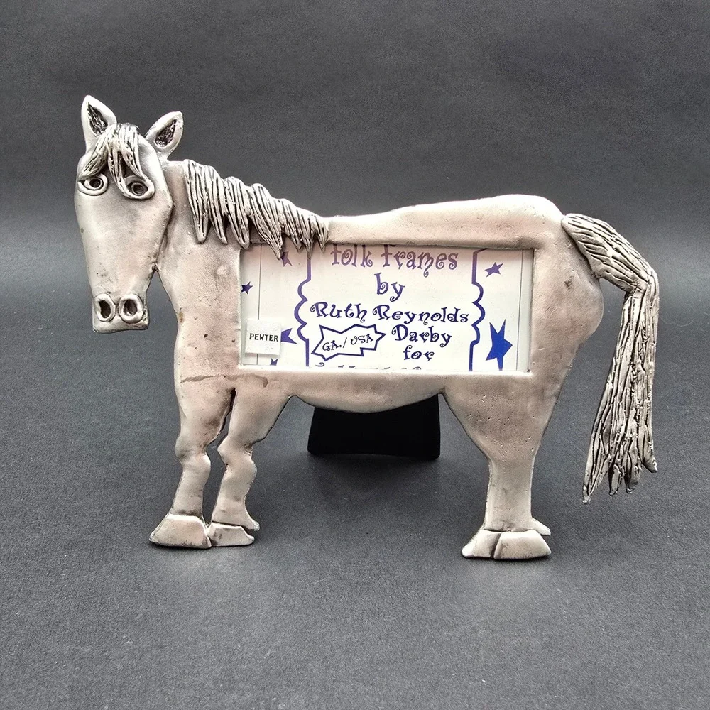 Ashleigh Manor Ruth Reynolds Darby Pewter Horse Folk Art Picture Frame 3x2